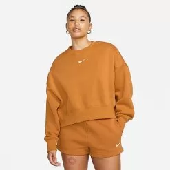 Women's Nike Sportswear Phoenix Fleece Oversized Crewneck Sweatshirt Desert Ochre/Sail - DQ5761 754
