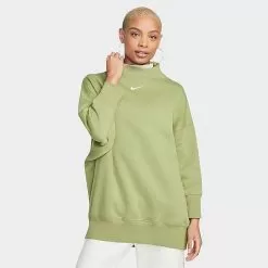 Women's Nike Sportswear Phoenix Fleece Over-Oversized Mock Neck Cropped Sleeve Sweatshirt Alligator/Sail - DQ5765 334