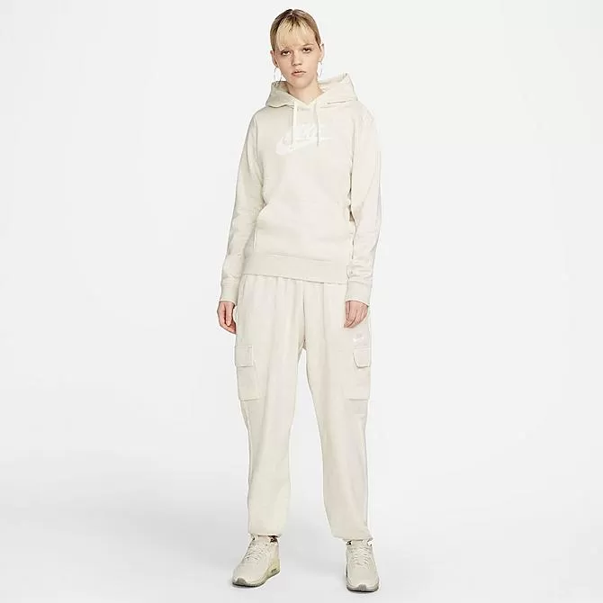 Women's Nike Sportswear Logo Club Fleece Pullover Hoodie Oatmeal Heather/White - DQ5775 141 3 Women's Nike Sportswear Logo Club Fleece Pullover Hoodie Oatmeal Heather/White - DQ5775 141 - Image 3