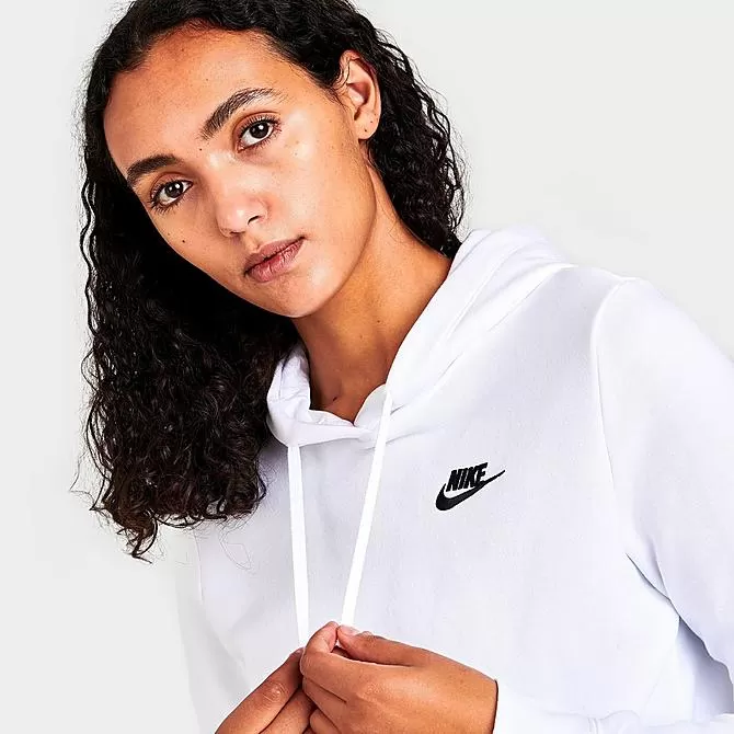 Women's Nike Sportswear Club Fleece Pullover Hoodie White/Black - DQ5793 100 5 Women's Nike Sportswear Club Fleece Pullover Hoodie White/Black - DQ5793 100 - Image 5