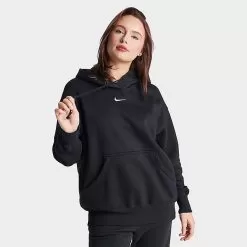 Women's Nike Sportswear Phoenix Fleece Oversized Pullover Hoodie Black/Sail - DQ5860 010