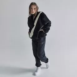 Women's Nike Sportswear Phoenix Fleece Oversized High-Waist Jogger Pants Black/Sail - DQ5887 010