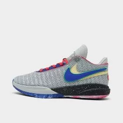 Big Kids' Nike Lebron 20 Basketball Shoes Light Silver/Hyper Royal/Lemon Chiffon - DQ8651 002