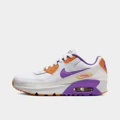 Big Kids' Nike Air Max 90 Casual Shoes White/Action Grape/Phantom/Citron Tint - DV3607 103