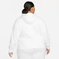 Women's Nike Sportswear Club Fleece Full-Zip Hoodie (Plus Size) White/Black - DV5211 100 -Fashion Clothing Shop DV5211 100 M3