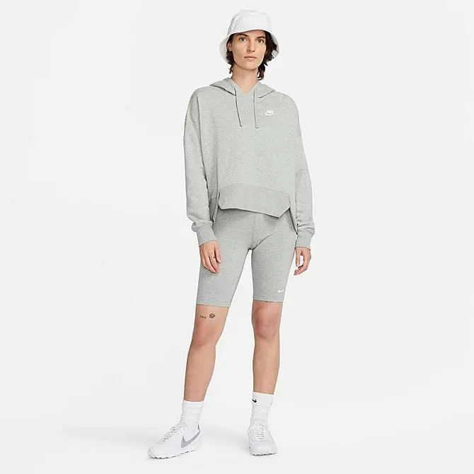 Women's Nike Sportswear Club Fleece Hoodie Dark Grey Heather/White - DV5645 063 2 Women's Nike Sportswear Club Fleece Hoodie Dark Grey Heather/White - DV5645 063 - Image 2