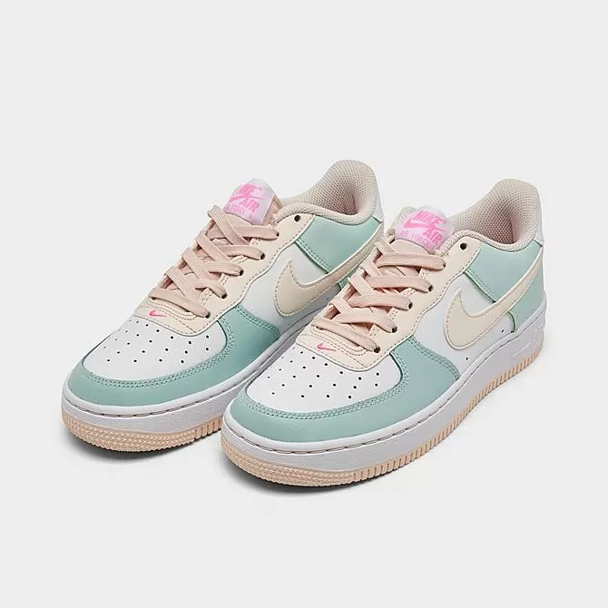 Big Kids' Nike Air Force 1 Low Casual Shoes Jade Ice/Guava Ice/White/Pink Spell - DV7762G 300 2 Big Kids' Nike Air Force 1 Low Casual Shoes Jade Ice/Guava Ice/White/Pink Spell - DV7762G 300 - Image 2