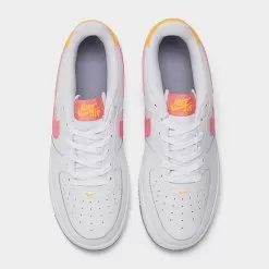 Big Kids' Nike Air Force 1 Low Casual Shoes White/Coral Chalk/Laser Orange - DV7762 100 -Fashion Clothing Shop DV7762 100 P5