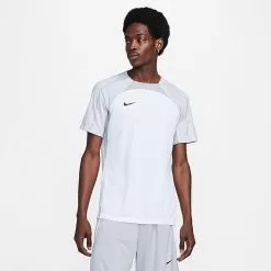 Men's Nike Dri-FIT Strike Short-Sleeve Knit Soccer Top White/Wolf Grey/Black - DV9237 100