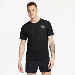 Men's Nike Trail Solar Chase Dri-FIT Short-Sleeve Running Top Black/White - DV9305 010