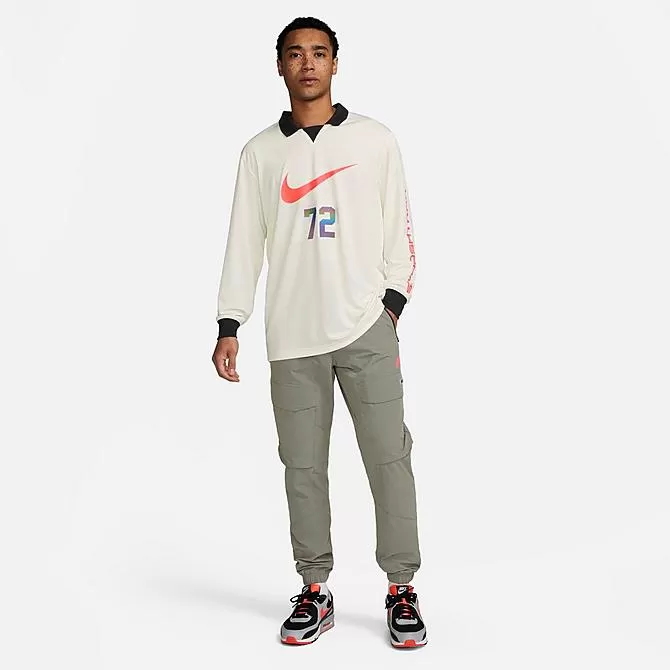 Men's Nike Sportswear SwooshTrax Graphic Long-Sleeve Collared Top Phantom/Black/Bright Crimson - DX0048 030 3 Men's Nike Sportswear SwooshTrax Graphic Long-Sleeve Collared Top Phantom/Black/Bright Crimson - DX0048 030 - Image 3