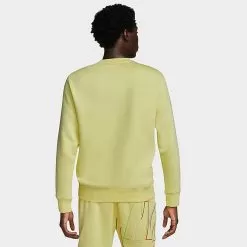 Nike Club Fleece+ Futura Fleece Crewneck Sweatshirt Lemon Chiffon - DX0529 706 -Fashion Clothing Shop DX0529 706 M3