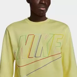 Nike Club Fleece+ Futura Fleece Crewneck Sweatshirt Lemon Chiffon - DX0529 706 -Fashion Clothing Shop DX0529 706 M4