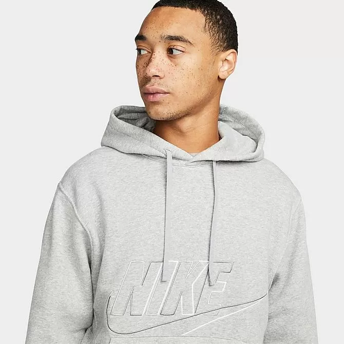 Men's Nike Club Fleece+ Futura Fleece Pullover Hoodie Dark Grey Heather - DX0541 063 4 Men's Nike Club Fleece+ Futura Fleece Pullover Hoodie Dark Grey Heather - DX0541 063 - Image 4