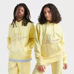 Men's Nike Club Fleece+ Futura Fleece Pullover Hoodie Lemon Chiffon - DX0541 706