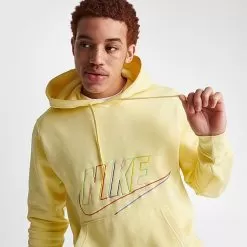 Men's Nike Club Fleece+ Futura Fleece Pullover Hoodie Lemon Chiffon - DX0541 706 -Fashion Clothing Shop DX0541 706 M5