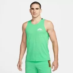 Men's Nike Trail Solar Chase Dri-FIT Running Tank Spring Green/White - DX0857 363