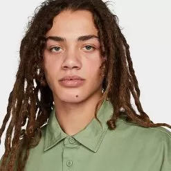 Men's Nike Club Button-Down Short-Sleeve Woven Top Oil Green - DX0898 386 -Fashion Clothing Shop DX0898 386 M4