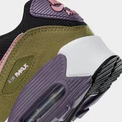 Big Kids' Nike Air Max 90 SE Casual Shoes Black/Pilgrim/Canyon Purple/Elemental Pink - DX3091 001 -Fashion Clothing Shop DX3091 001 P3