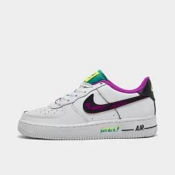 Big Kids' Nike Air Force 1 LV8 SE Casual Shoes White/Black/Vivid Purple/Light Menta - DX3933 100