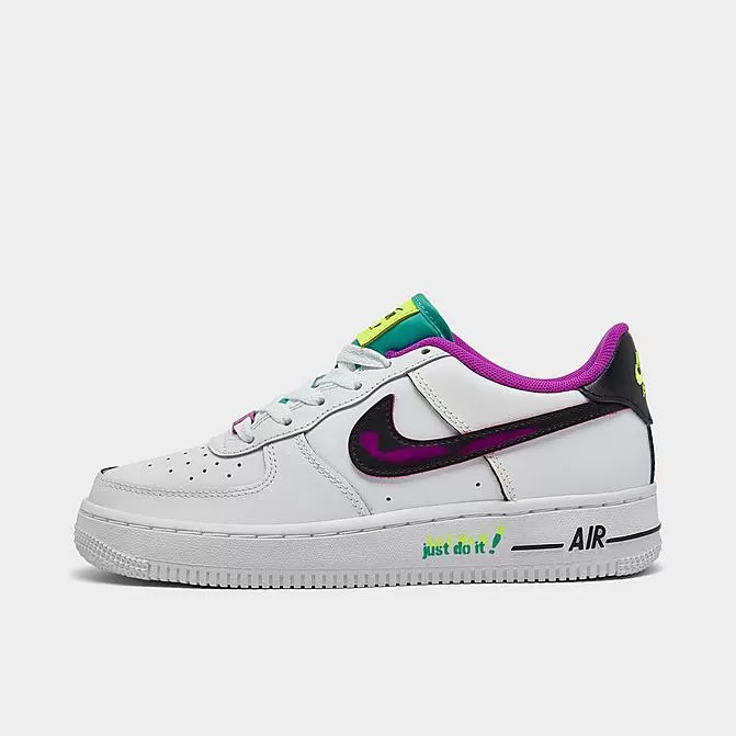 Big Kids' Nike Air Force 1 LV8 SE Casual Shoes White/Black/Vivid Purple/Light Menta - DX3933 100 1 Big Kids' Nike Air Force 1 LV8 SE Casual Shoes White/Black/Vivid Purple/Light Menta - DX3933 100