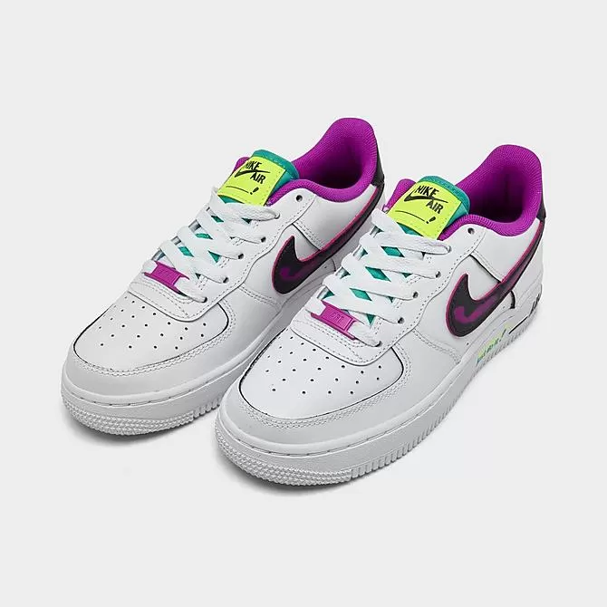 Big Kids' Nike Air Force 1 LV8 SE Casual Shoes White/Black/Vivid Purple/Light Menta - DX3933 100 2 Big Kids' Nike Air Force 1 LV8 SE Casual Shoes White/Black/Vivid Purple/Light Menta - DX3933 100 - Image 2