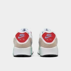Big Kids' Nike Air Max 90 Patches Casual Shoes White/Obsidian/Sanddrift/Cobalt Blue - DZ2888 100 -Fashion Clothing Shop DZ2888 100 P4