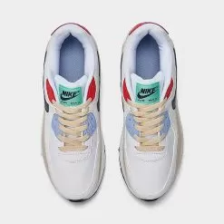 Big Kids' Nike Air Max 90 Patches Casual Shoes White/Obsidian/Sanddrift/Cobalt Blue - DZ2888 100 -Fashion Clothing Shop DZ2888 100 P5