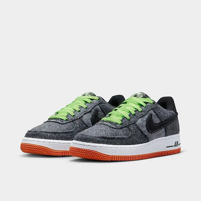 Big Kids' Nike Air Force 1 LV8 Halloween Casual Shoes Black/Black/Ghost Green/Starfish/White - DZ5287 001 2 Big Kids' Nike Air Force 1 LV8 Halloween Casual Shoes Black/Black/Ghost Green/Starfish/White - DZ5287 001 - Image 2