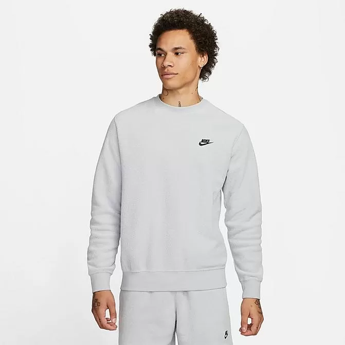 Men's Nike Club Terry Crewneck Sweatshirt Wolf Grey/Black - FB4979 012 1 Men's Nike Club Terry Crewneck Sweatshirt Wolf Grey/Black - FB4979 012