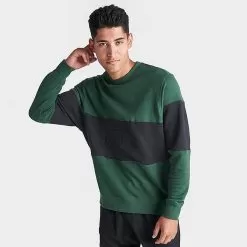 Men's Nike Club French Terry Colorblocked Crewneck Sweatshirt Fir/Black - FB7848 323