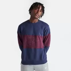 Men's Nike Club French Terry Colorblocked Crewneck Sweatshirt Midnight Navy/Night Maroon - FB7848 410