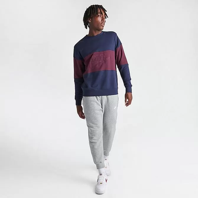Men's Nike Club French Terry Colorblocked Crewneck Sweatshirt Midnight Navy/Night Maroon - FB7848 410 2 Men's Nike Club French Terry Colorblocked Crewneck Sweatshirt Midnight Navy/Night Maroon - FB7848 410 - Image 2