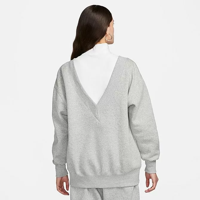 Women's Nike Sportswear Phoenix Fleece Oversized V-Neck Sweatshirt Dark Grey Heather/Sail - FB8317 063 2 Women's Nike Sportswear Phoenix Fleece Oversized V-Neck Sweatshirt Dark Grey Heather/Sail - FB8317 063 - Image 2