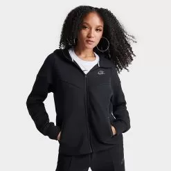 Women's Nike Sportswear Tech Fleece Windrunner Full-Zip Hoodie Black - FB8338 010