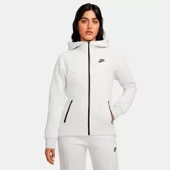 Women's Nike Sportswear Tech Fleece Windrunner Full-Zip Hoodie Light Grey/Heather/Black - FB8338 013