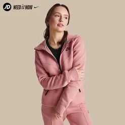 Women's Nike Sportswear Tech Fleece Windrunner Full-Zip Hoodie Red Stardust/Black - FB8338 618