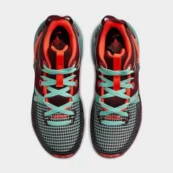 Big Kids' Nike LeBron Witness 7 SE Stretch Lace Basketball Shoes Night Maroon/Emerald Rise/Black/Bright Crimson - FB8976 600 -Fashion Clothing Shop FB8976 600 P5