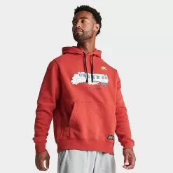 Men's Nike Sportswear Club Fleece NYC Hustle Graphic Hoodie Cinnabar/Black - FB9029 623