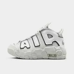 Little Kids' Nike Air More Uptempo Basketball Shoes Photon Dust/White/Black/Metallic Silver - FD0023 001