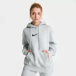 Women's Nike Sportswear Phoenix Fleece Oversized Pullover Hoodie Light Silver/Black - FD0892 034 -Fashion Clothing Shop FD0892 034 M3