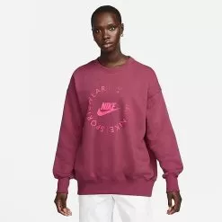 Women's Nike Sportswear Phoenix Fleece Oversized Crewneck Sweatshirt Rosewood - FD4234 653