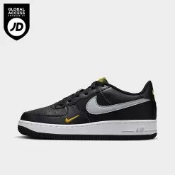 Big Kids' Nike Air Force 1 Casual Shoes Black/Wolf Grey/University Gold/White - FD9772 001