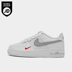 Big Kids' Nike Air Force 1 Casual Shoes White/Wolf Grey/Crimson - FD9772 100