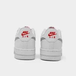 Big Kids' Nike Air Force 1 Casual Shoes White/Wolf Grey/Crimson - FD9772 100 -Fashion Clothing Shop FD9772 100 P4