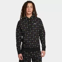 Men's Nike Sportswear Club Fleece Monogram Hoodie Black/Multi - FJ1635 010