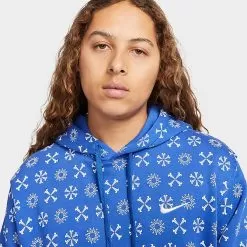 Men's Nike Sportswear Club Fleece Monogram Hoodie Game Royal - FJ1635 480 -Fashion Clothing Shop FJ1635 480 M4