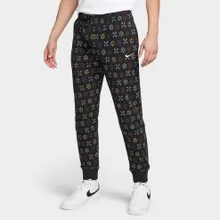 Men's Nike Sportswear Club Fleece Monogram Jogger Pants Black/White - FJ1637 010