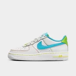 Big Kids' Nike Air Force 1 LV8 Casual Shoes White/Action Green/Opti Yellow/Baltic Blue - FJ4614 100