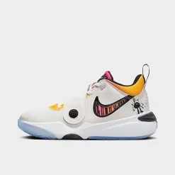 Big Kids' Nike Team Hustle D 11 Stretch Lace Basketball Shoes White/White/Phantom/Black - FJ7688 101